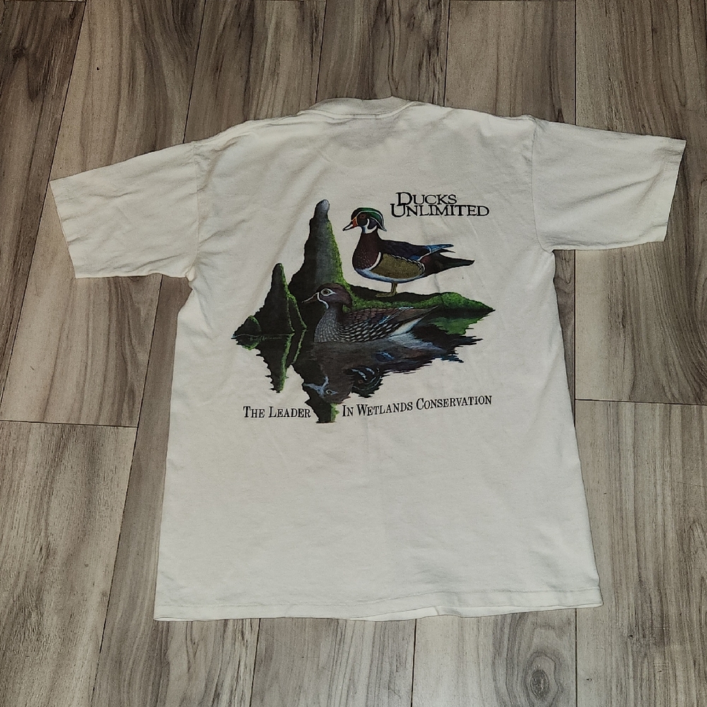 Vintage Ducks Unlimited White Short Sleeve Tee Large
